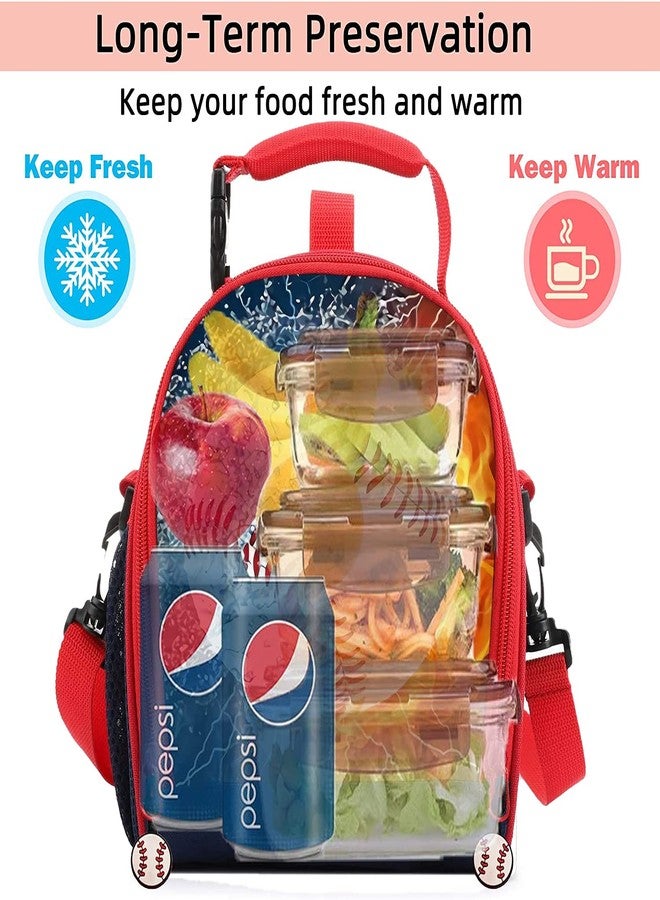7-Mi Kids Lunch Box For Boys Resuable Multi Convertible Insulated Thermal Boys Lunch Bags Tote With Shoulder Strap Lunch Box Backpack Sandwich Snack Bags Girls For School 3D Baseball Lunch Bags For Kids - Image 5
